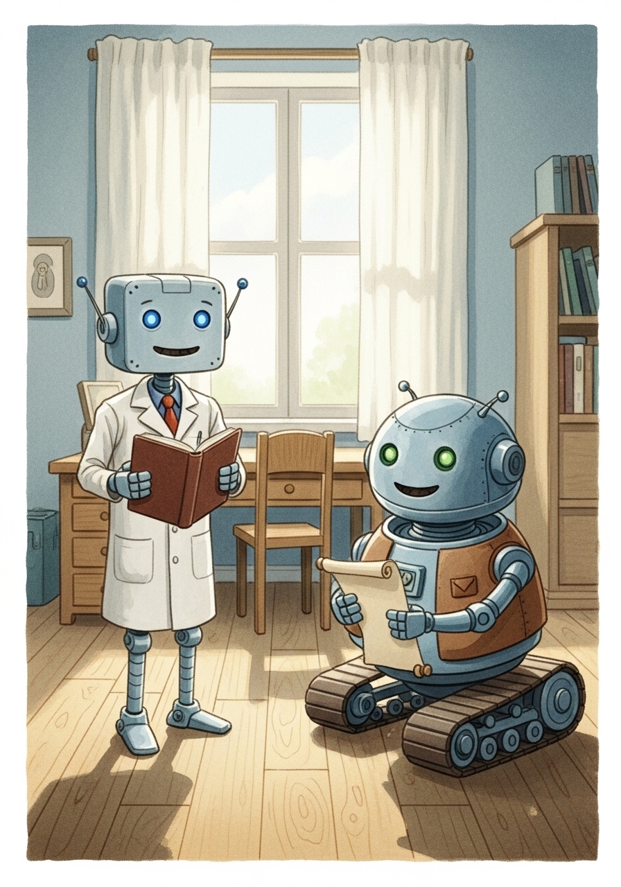 二人のロボットが登場するシーン